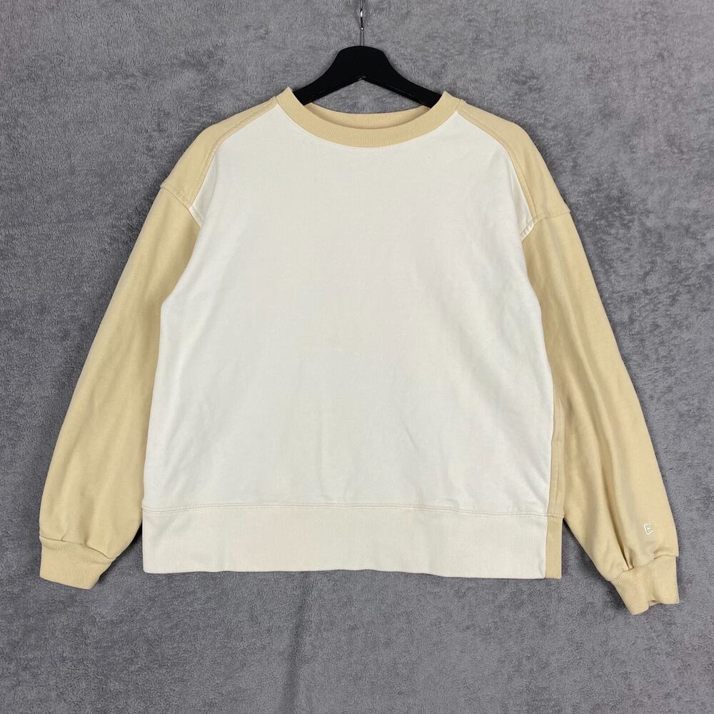 Everlane Sweatshirt Womens S White Beige 100% Organic Cotton Crew Neck Oversized
